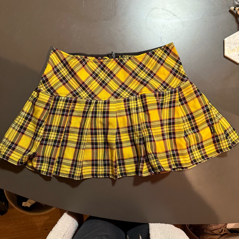 Tripp nyc Yellow Pleated Mini Skater Skirt